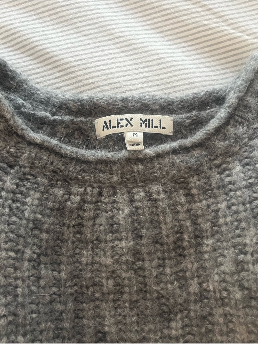 Alex Mill Soft Gray Ribbed Crewneck Sweater